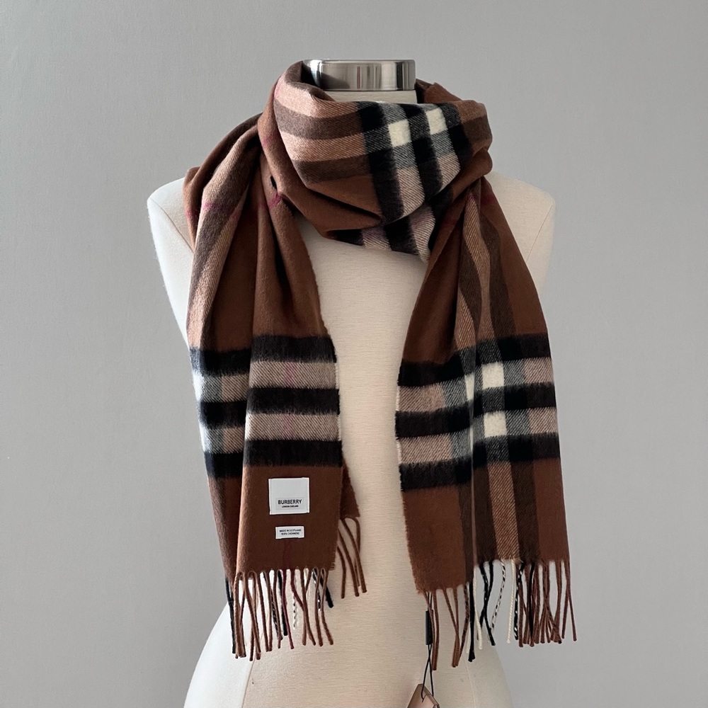 Burberry Brown and Black Checkered Scarf